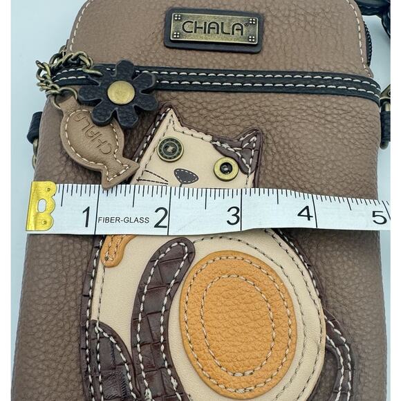 Chala 3D CAT Cellphone Crossbody Handbag Brown Adjustable Strap Crazy Cat Lady - Picture 7 of 8